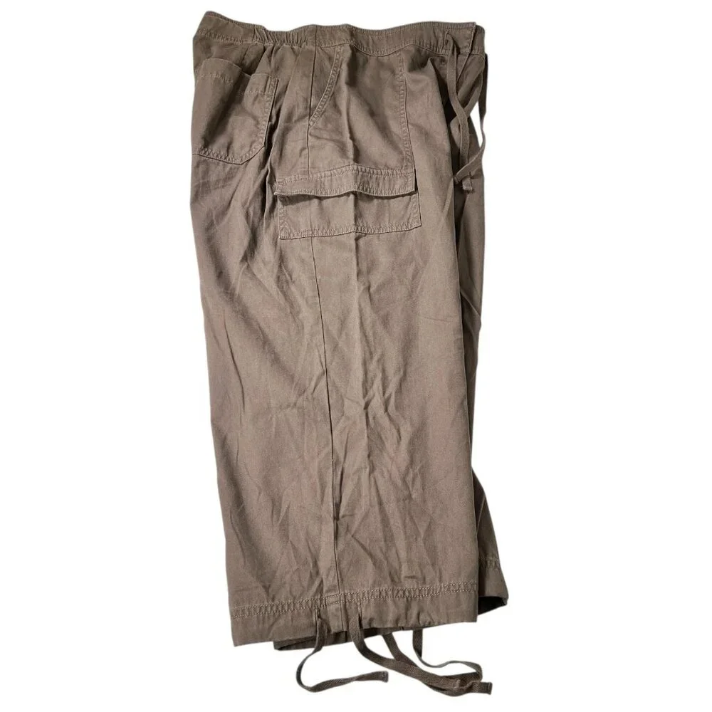 NEW J.Jill Womens Brown Drawstring Waist Wide Leg Cropped Utility Pants Size 10 - Picture 3 of 12